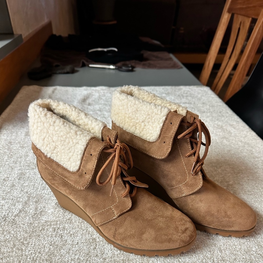 Women’s Nautical wedge booties size 10 New w/o tags or box.